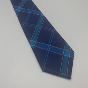 Vintage‎ Pendleton Blue Plaid 100% Virgin Wool Necktie Made In USA Tie